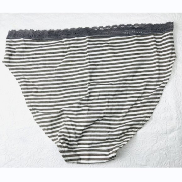 Saint Eve Intimates Hi-Cut Panties Grey White Striped XL NWT Soft Stretch - Picture 2 of 4